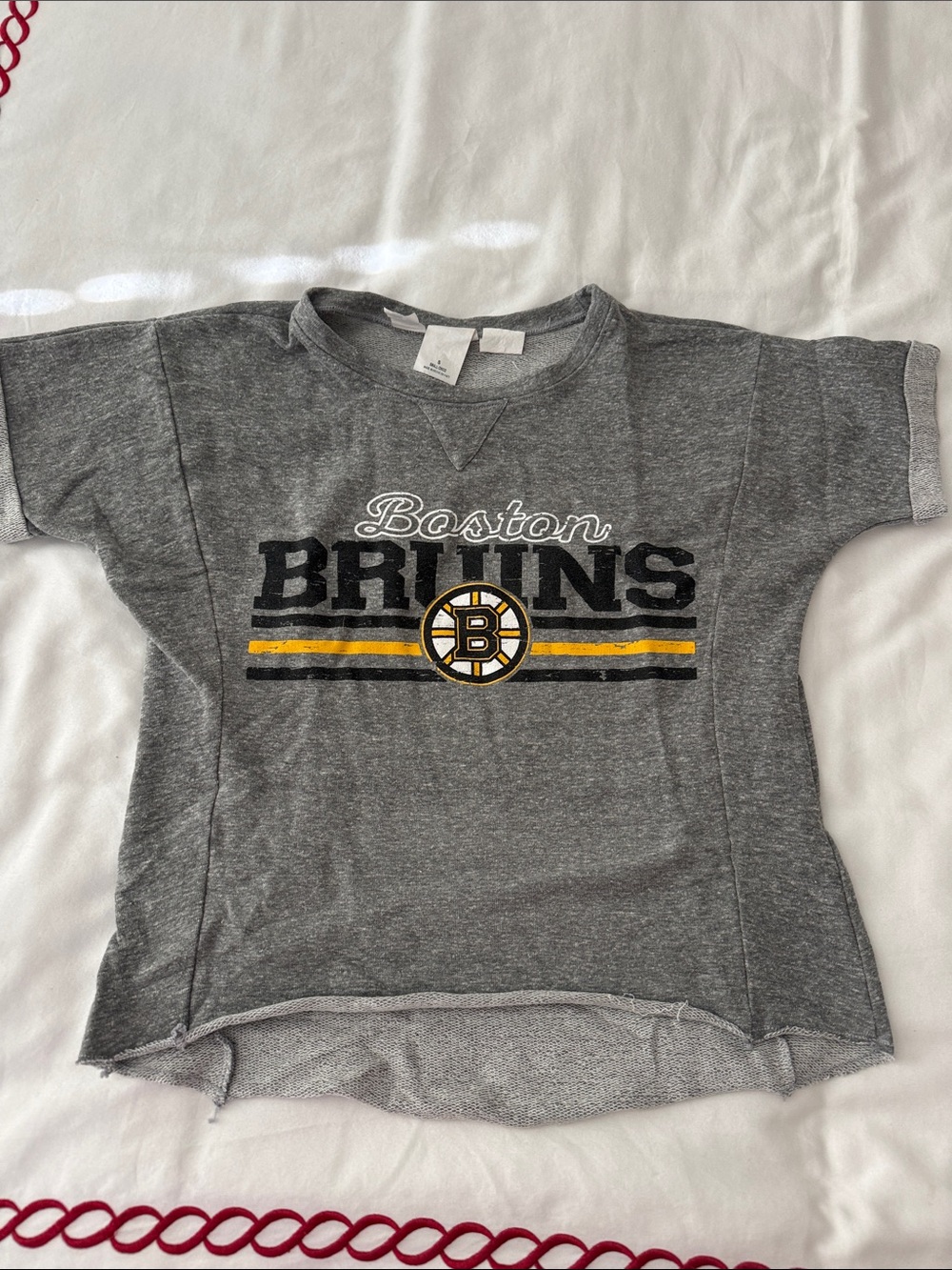 NHL Boston Bruins Heather Gray Tee with Yellow Logo Stripe